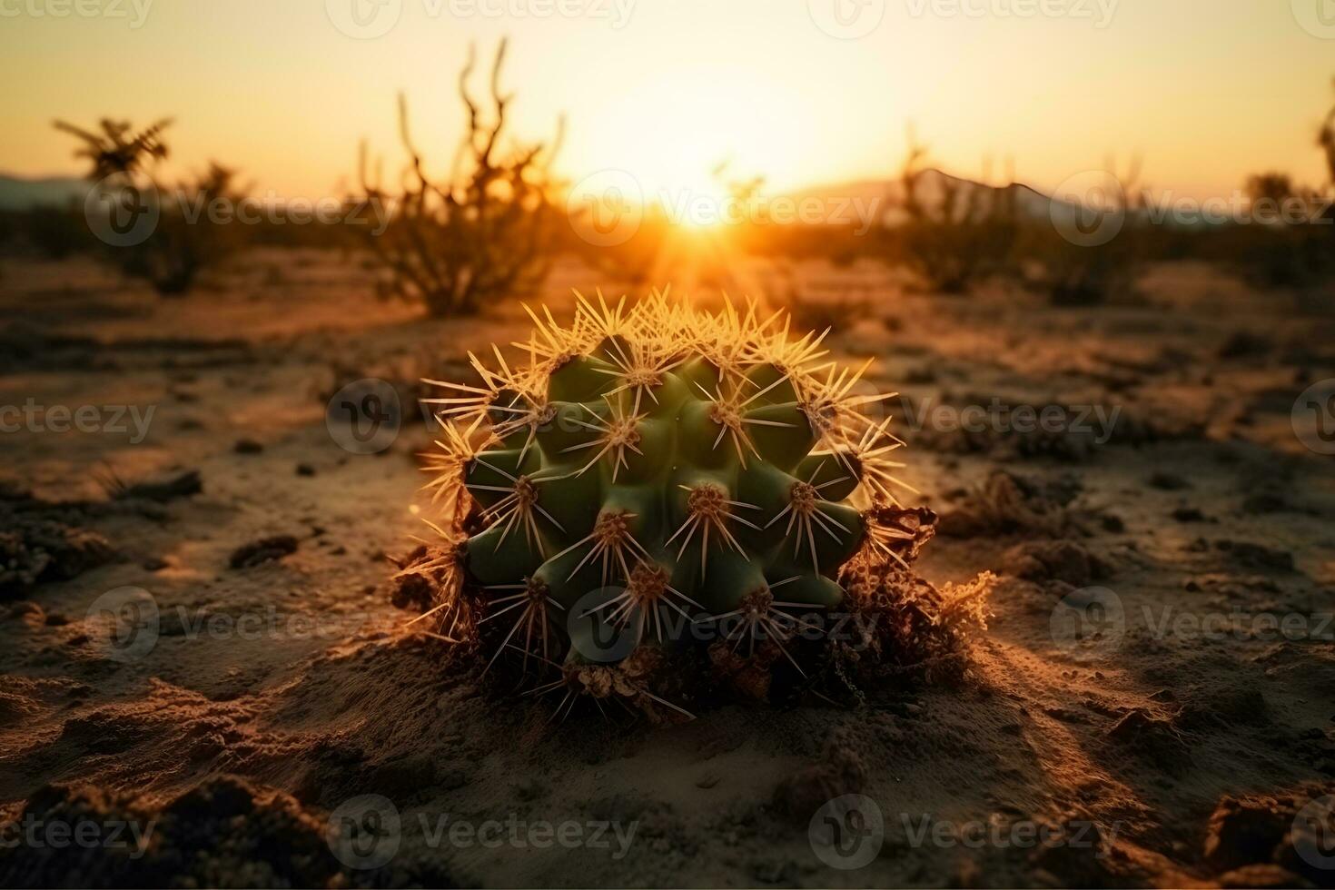 ai gegenereerd top visie van exotisch cactus in woestijn. neurale netwerk ai gegenereerd foto