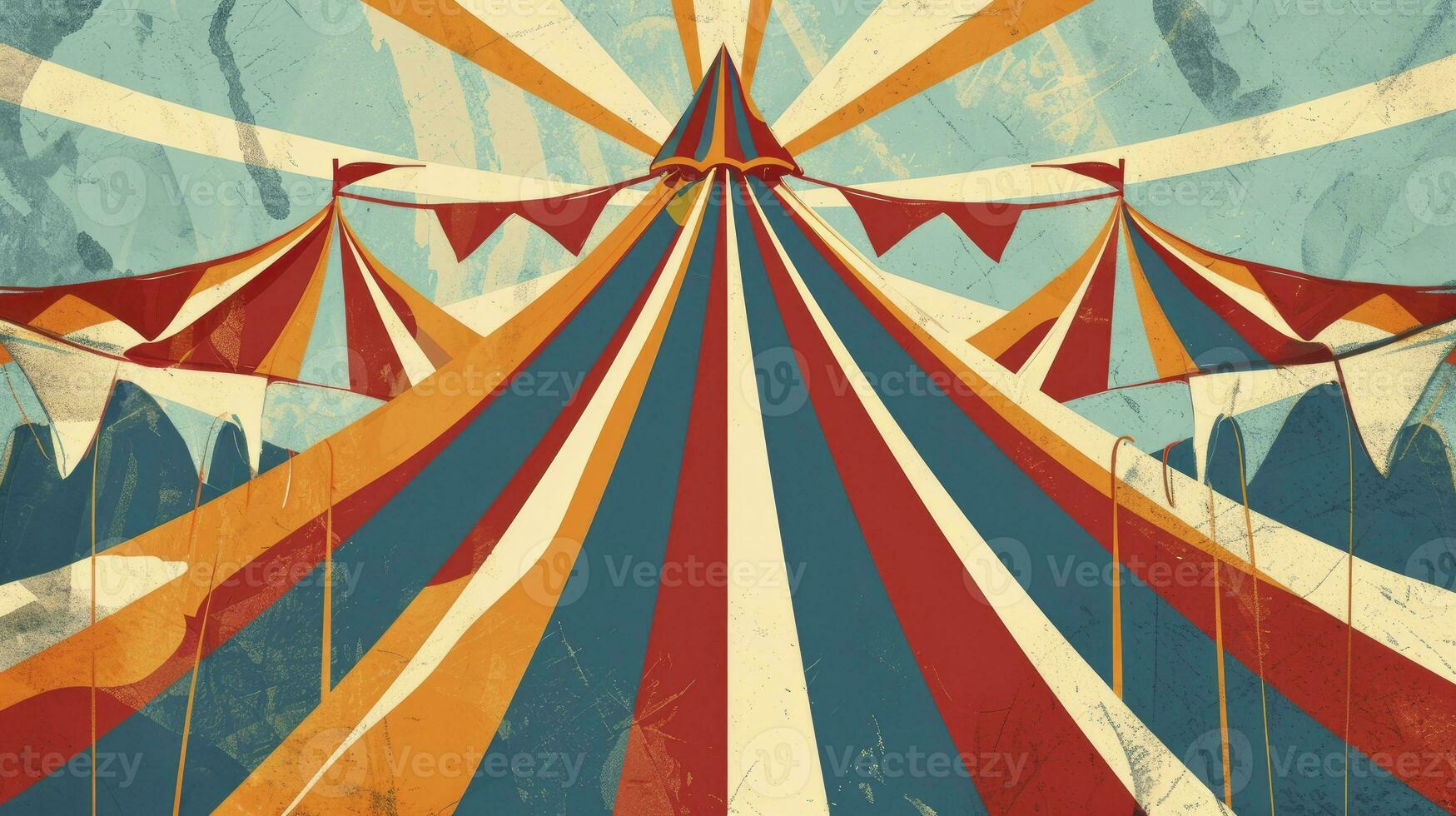 ai gegenereerd retro stralen van licht circus prestatie poster en Verleden optredens. foto