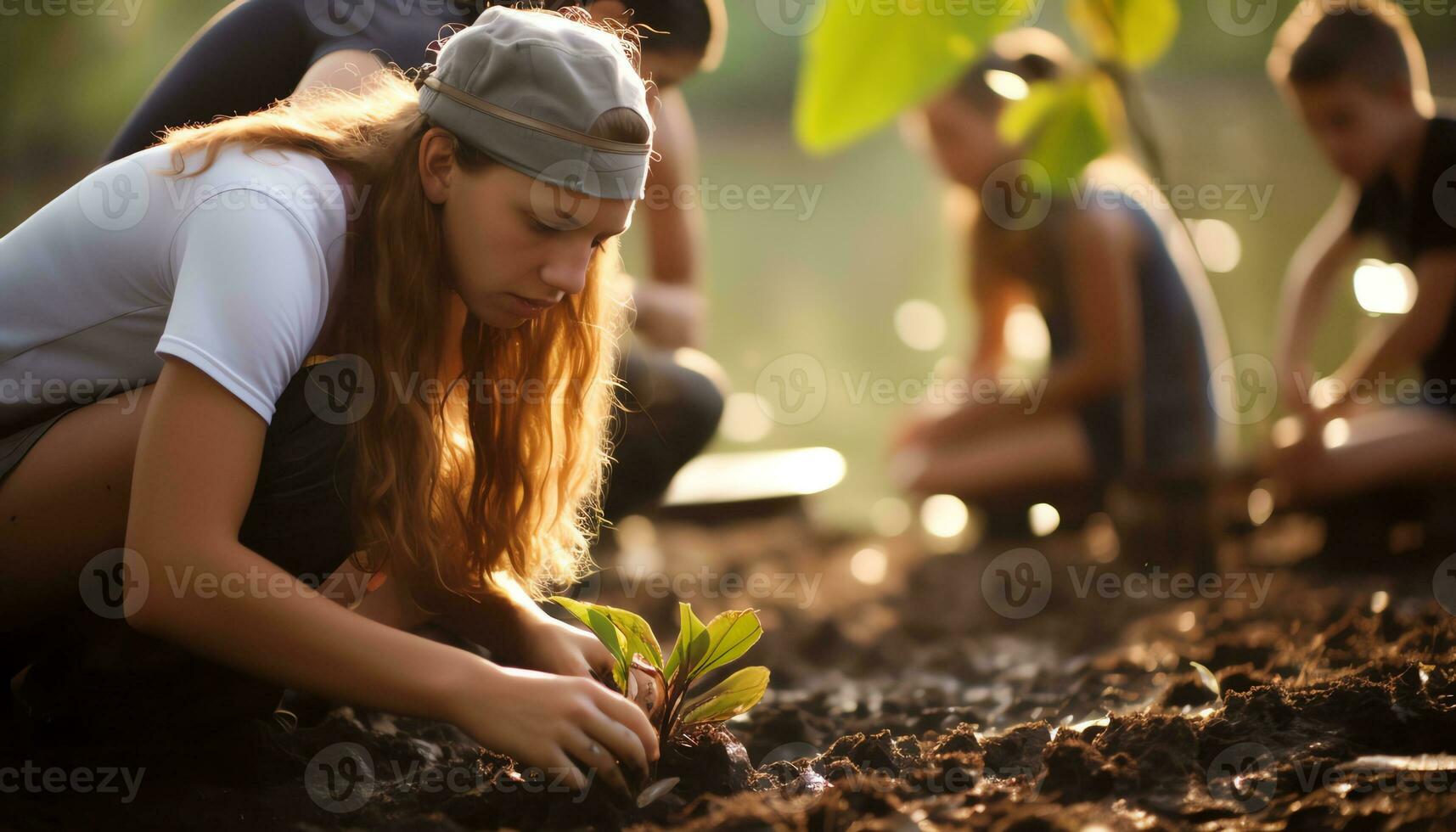 ai gegenereerd innemend in eco toerisme voor een groener morgen foto