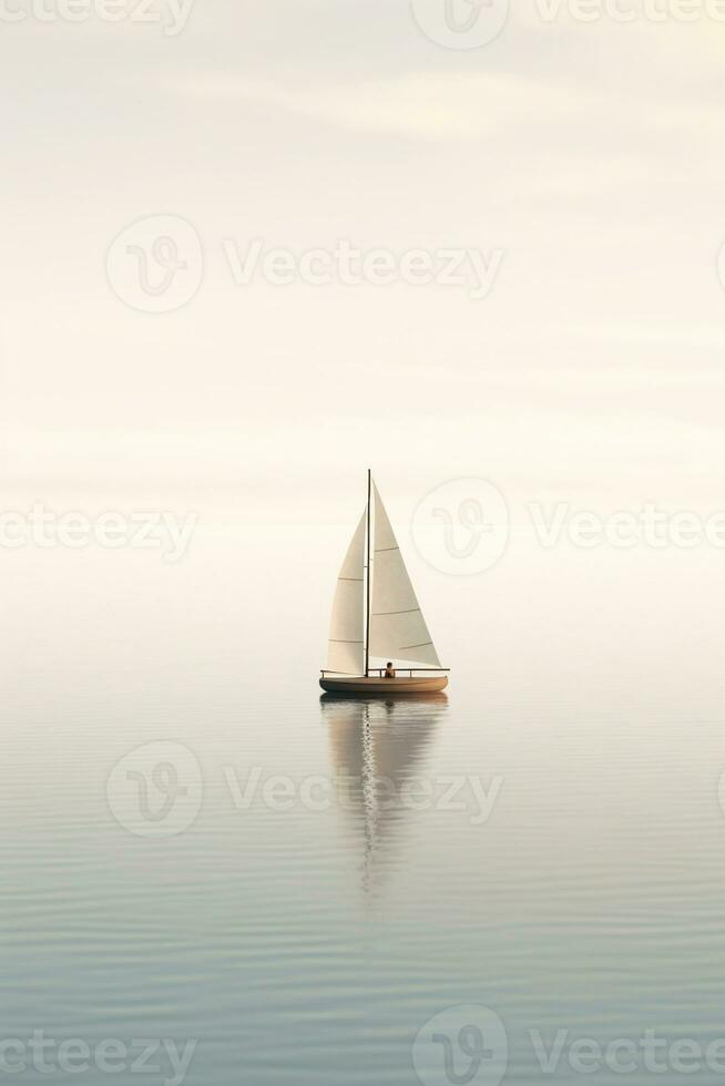 minimalistische foto een schip Aan zee