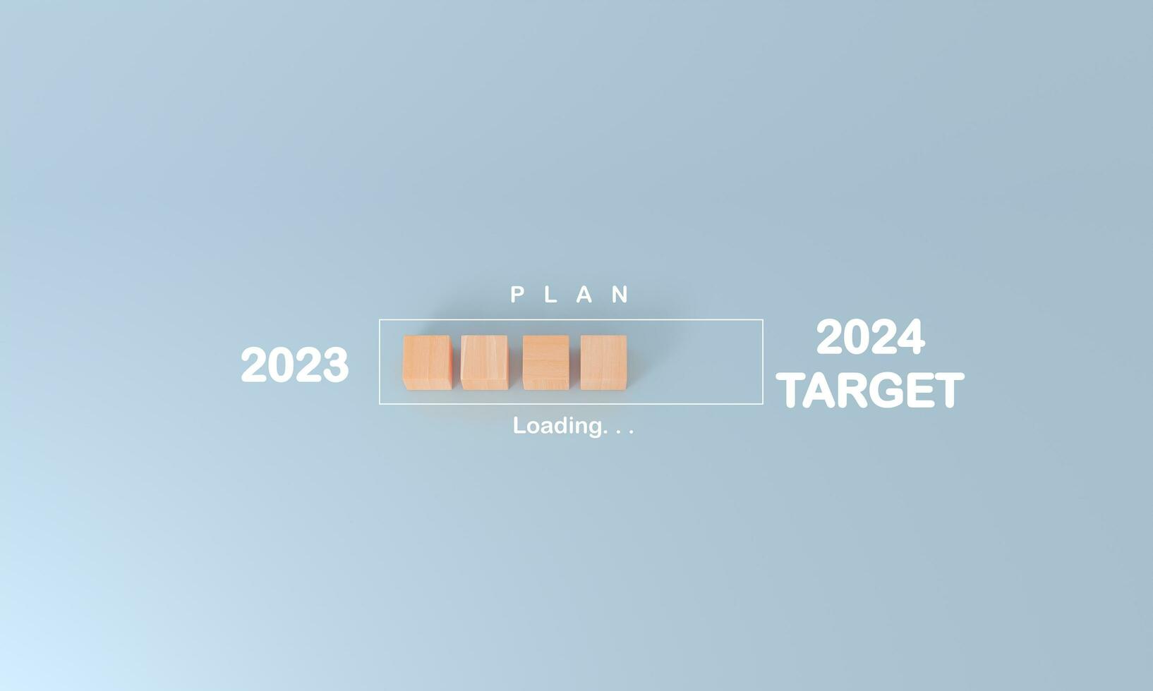 houten kubus blok blauw achtergrond wit lijn bezig met laden plan tekst belettering 2023 naar 2024 gelukkig nieuw jaar begin bedrijf strategie idee planning toekomst doel visie financieel investering doel.3d renderen foto