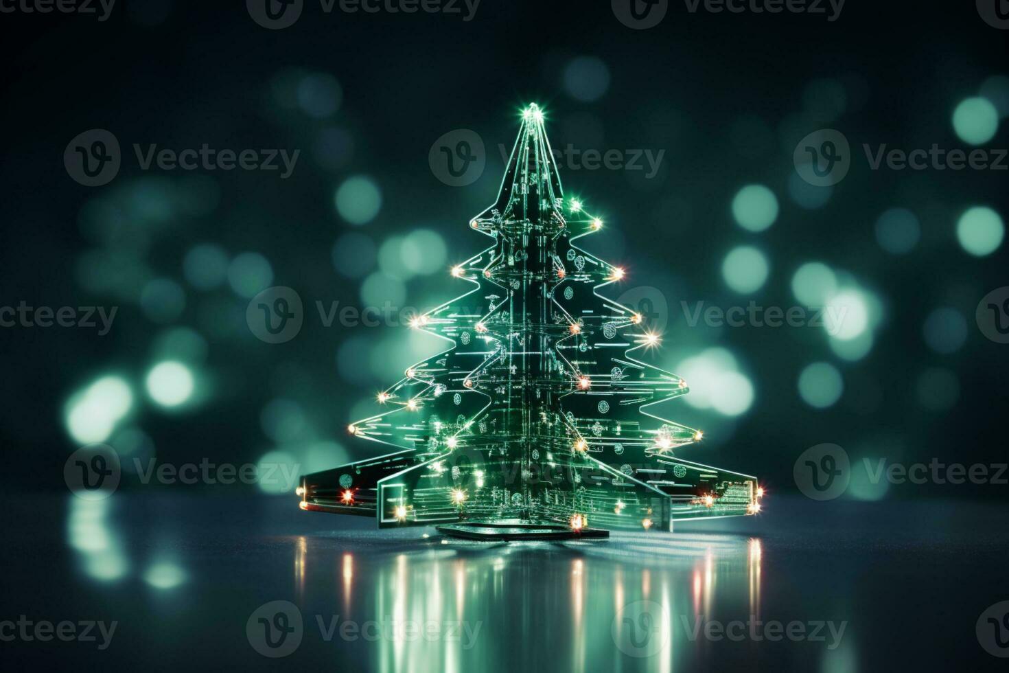 ai gegenereerd Kerstmis boom gemaakt met stroomkring bord technologie concept foto