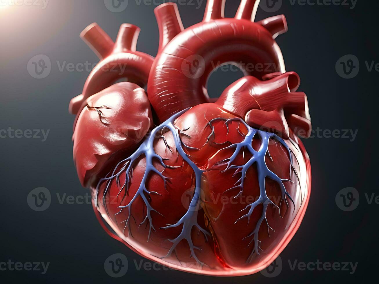 ai gegenereerd romantisch hart macro 3d weergegeven menselijk hart, Valentijnsdag dag liefde foto