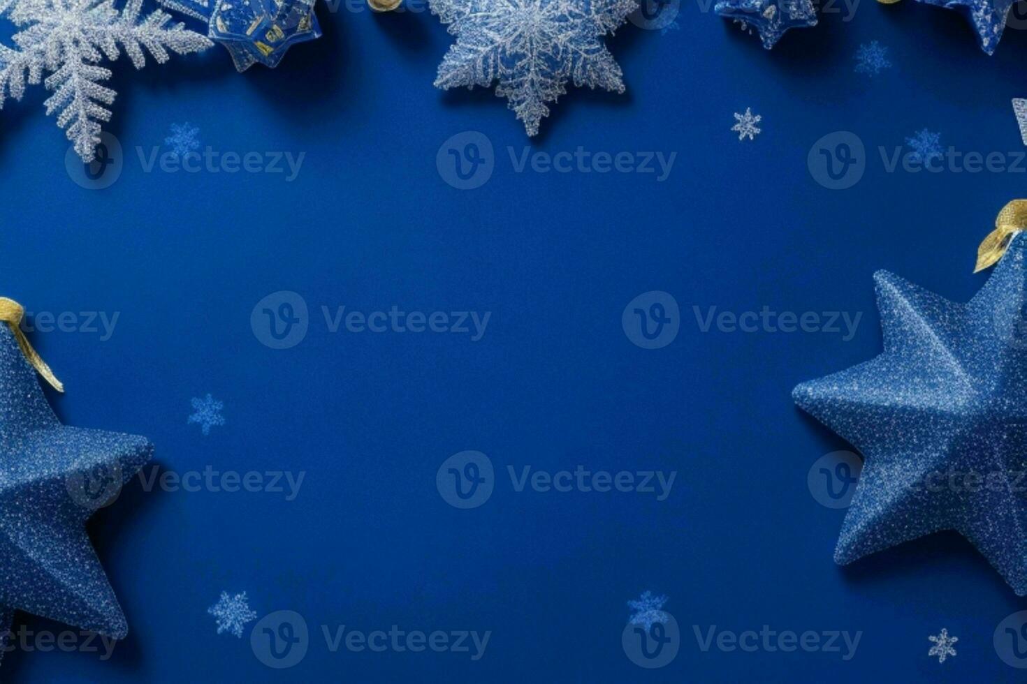 ai gegenereerd blauw achtergrond. vrolijk Kerstmis en nieuw jaar banier met kopiëren ruimte. pro foto