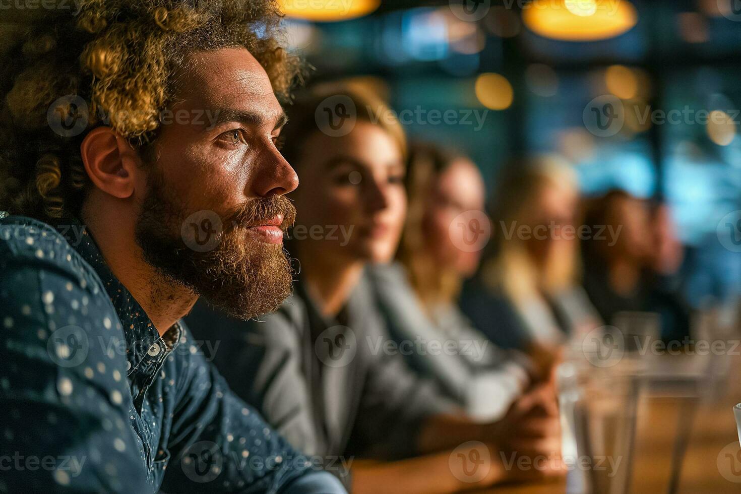 ai gegenereerd verschillend vrienden bonding in knus nachtleven foto