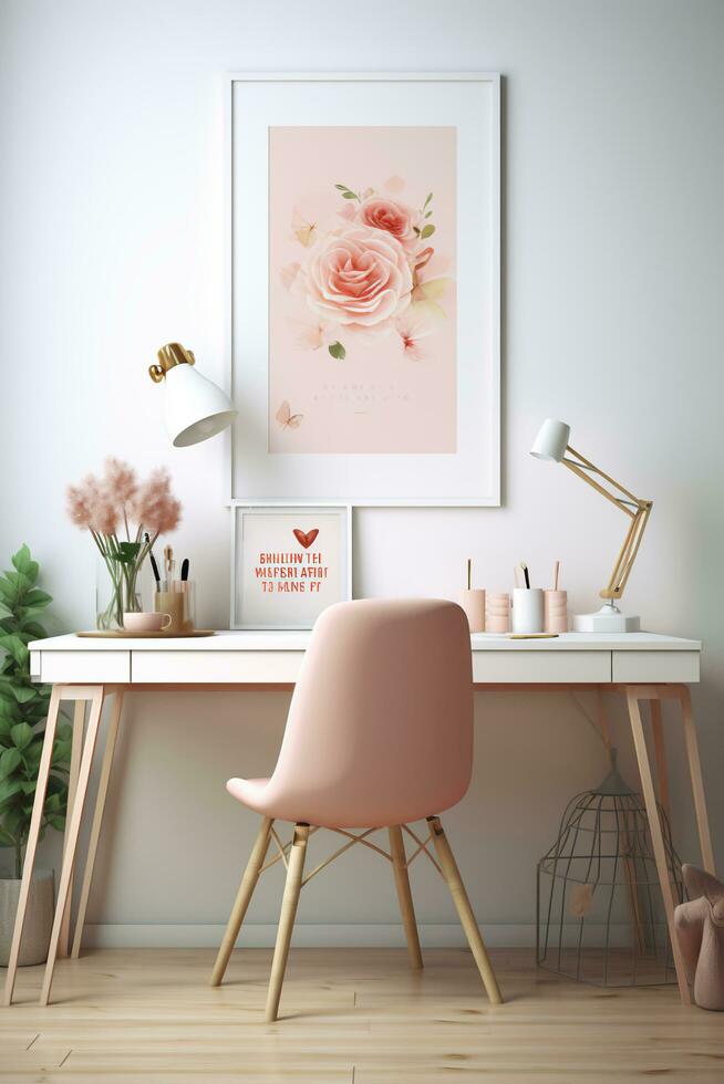 ai gegenereerd empowerment elegantie motiverende poster voor een mooi meisjes kamer foto