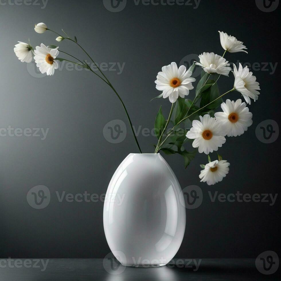 ai gegenereerd vaas glas modern wit vaas bloem minimalistisch interieur decor. ai generatief foto