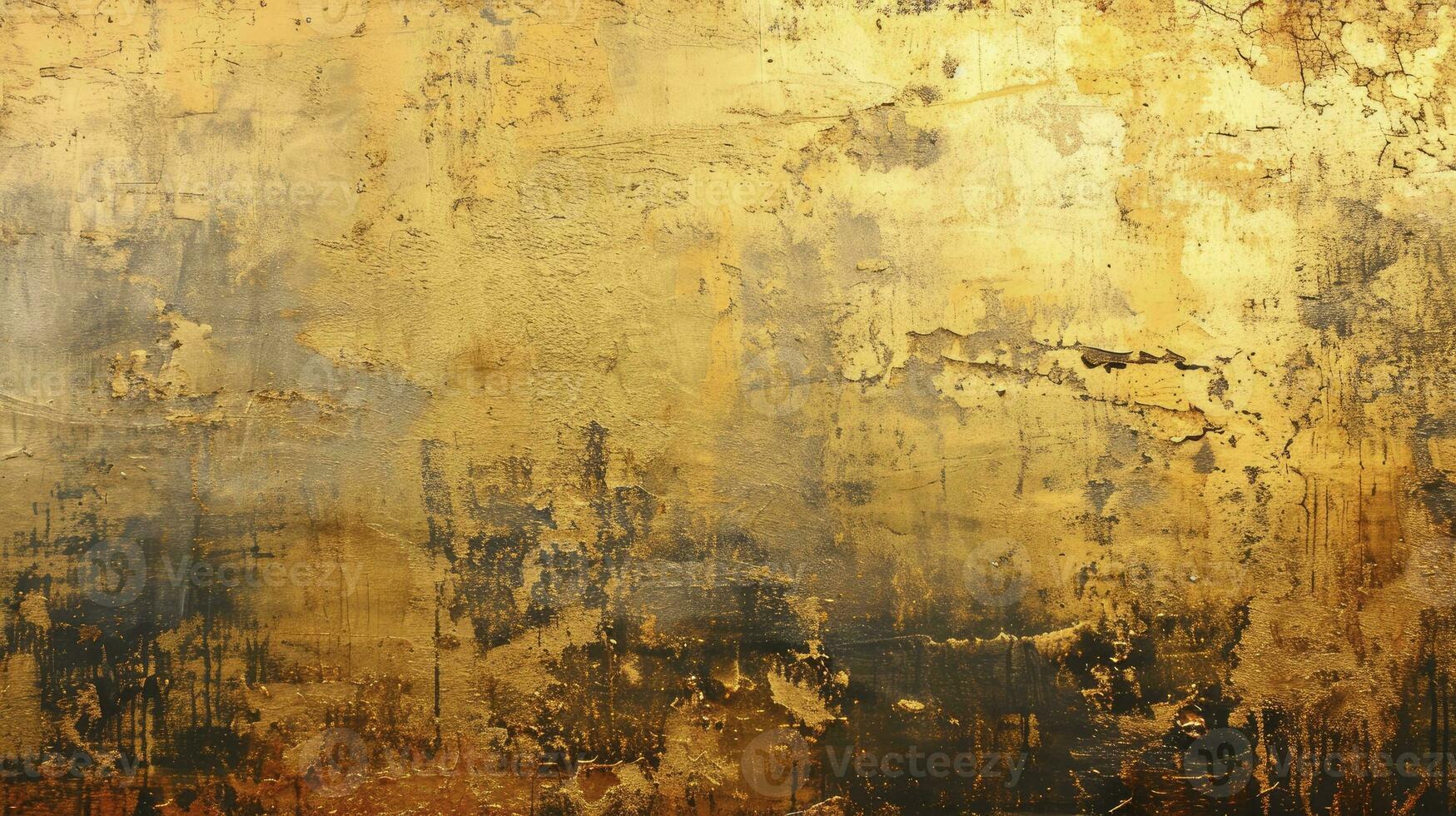 ai gegenereerd abstract goud verweerd muur geschilderd achtergrond. foto