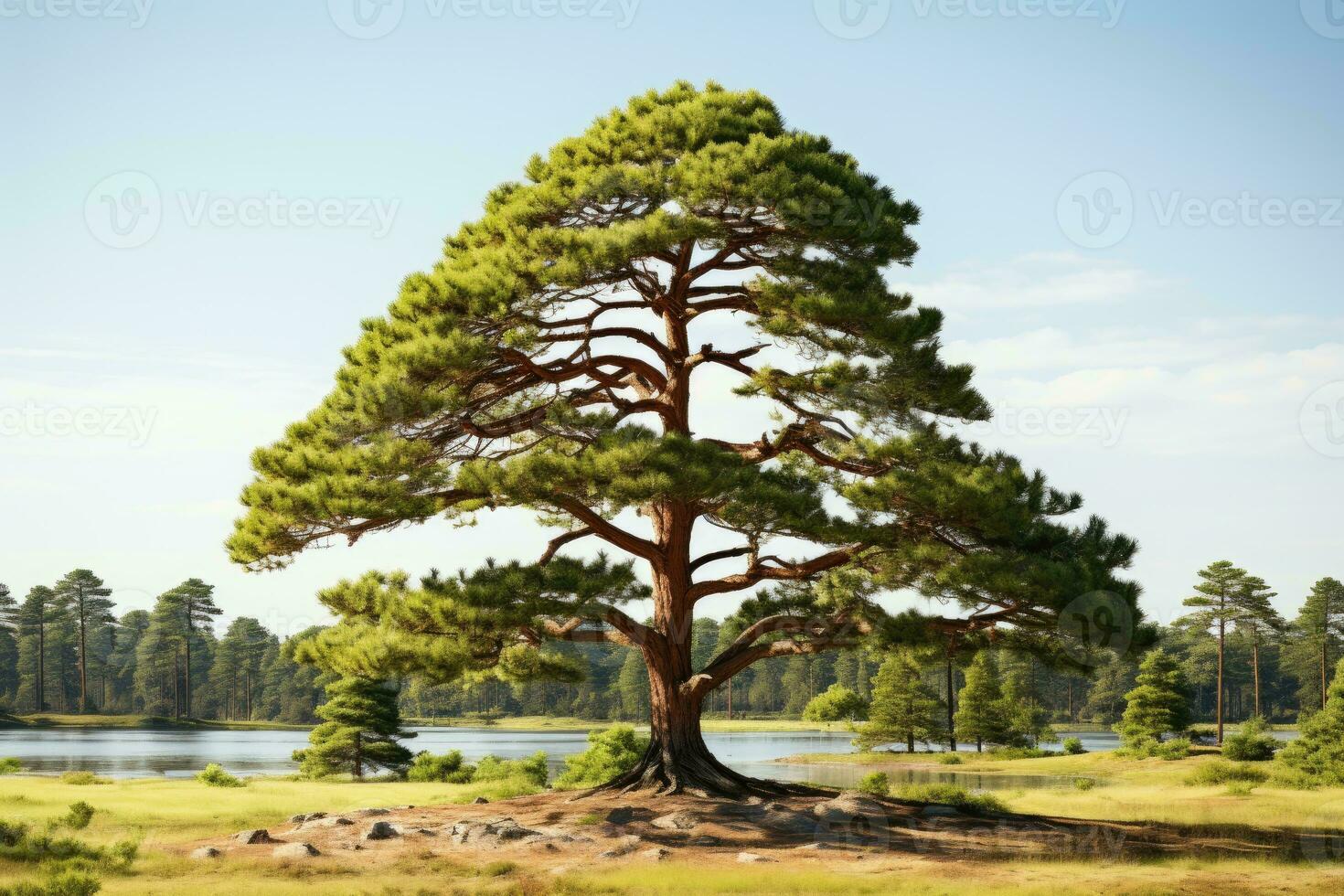 ai gegenereerd pijnboom bomen toenemen groot en weelderig professioneel fotografie foto