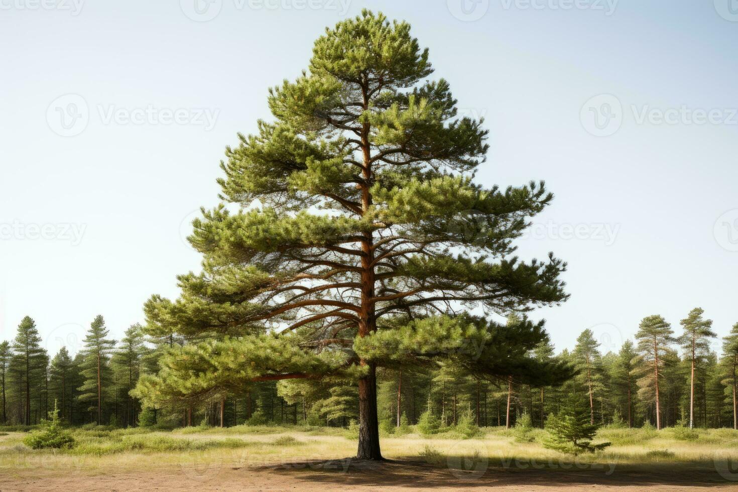 ai gegenereerd pijnboom bomen toenemen groot en weelderig professioneel fotografie foto