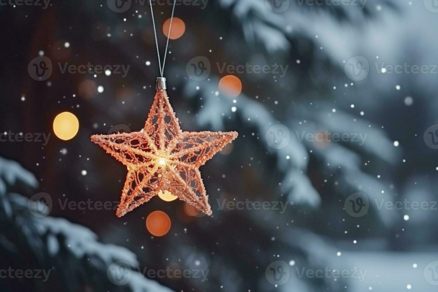 ai gegenereerd dichtbij omhoog van decoratief Kerstmis boom foto