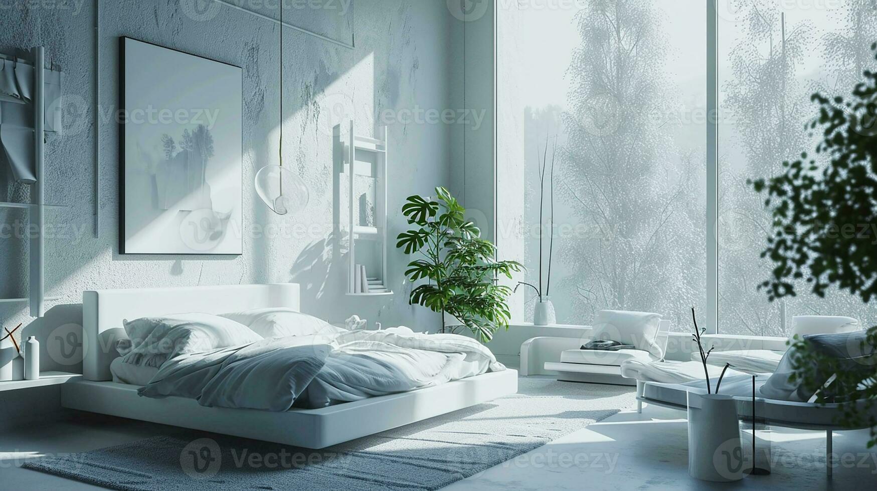 ai gegenereerd slaapkamer interieur ontwerp minimaal esthetisch 3d weergegeven foto