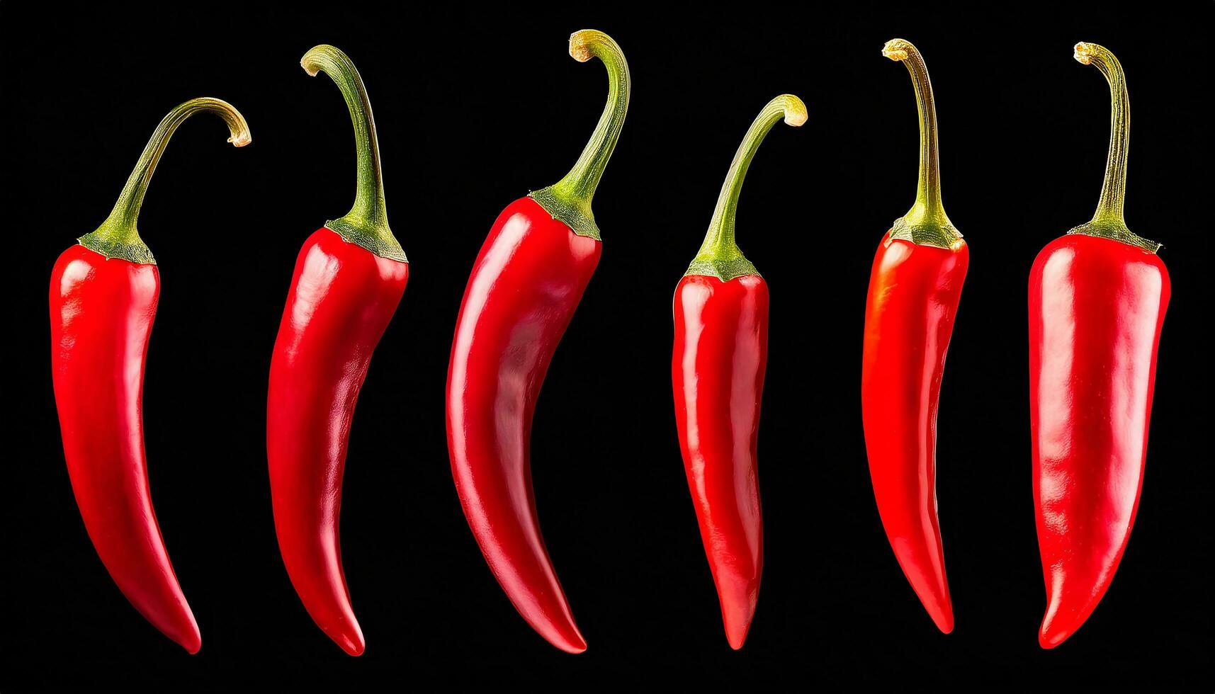 ai gegenereerd verzameling van rood Chili paprika's geïsoleerd Aan transparant achtergrond foto