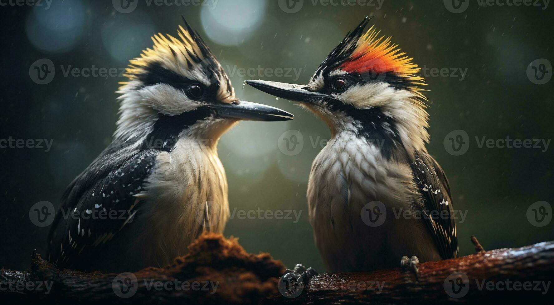 ai gegenereerd detailopname van atropisch wild vogel in de Woud, tropisch wild vogel, wild vogel in de Woud, vogel zittend Aan de boom foto