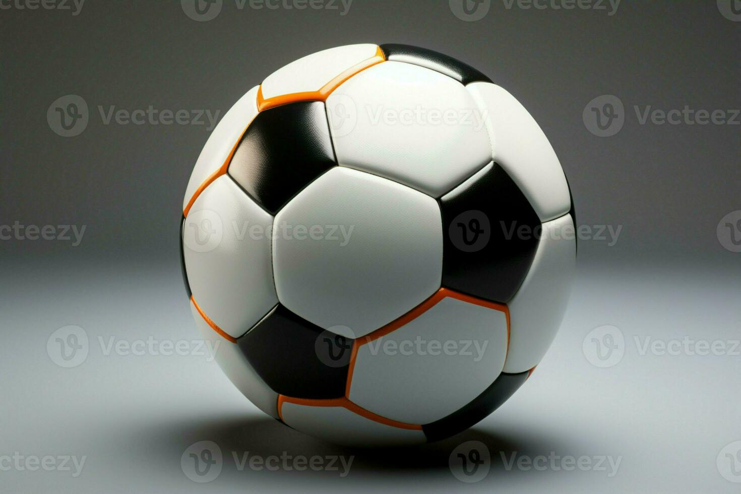 ai gegenereerd een voetbal bal glanzend tegen een helder backdrop creëren een dynamisch tafereel ai gegenereerd foto