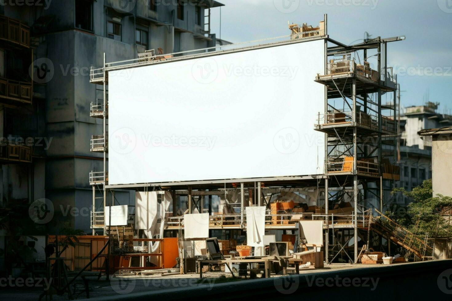 ai gegenereerd ideaal project opstelling steiger en gebouw bespotten omhoog essentieel voor bouw planning ai gegenereerd foto