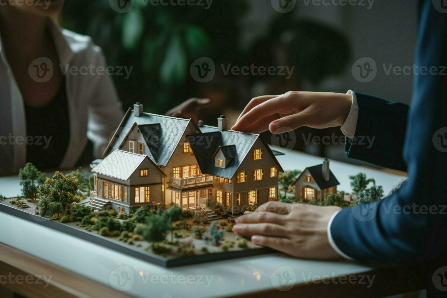 ai gegenereerd eigendom voorbeeld model- huizen weergeven divers echt landgoed opties en ontwerpen ai gegenereerd foto