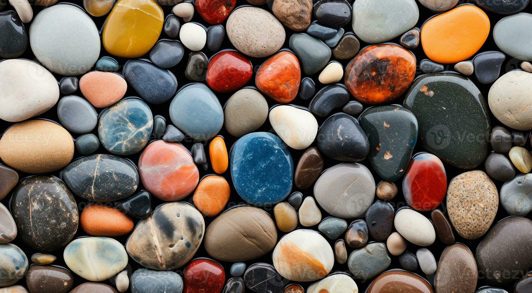 ai gegenereerd gekleurde strand stenen achtergrond, stenen, gekleurde stenen foto