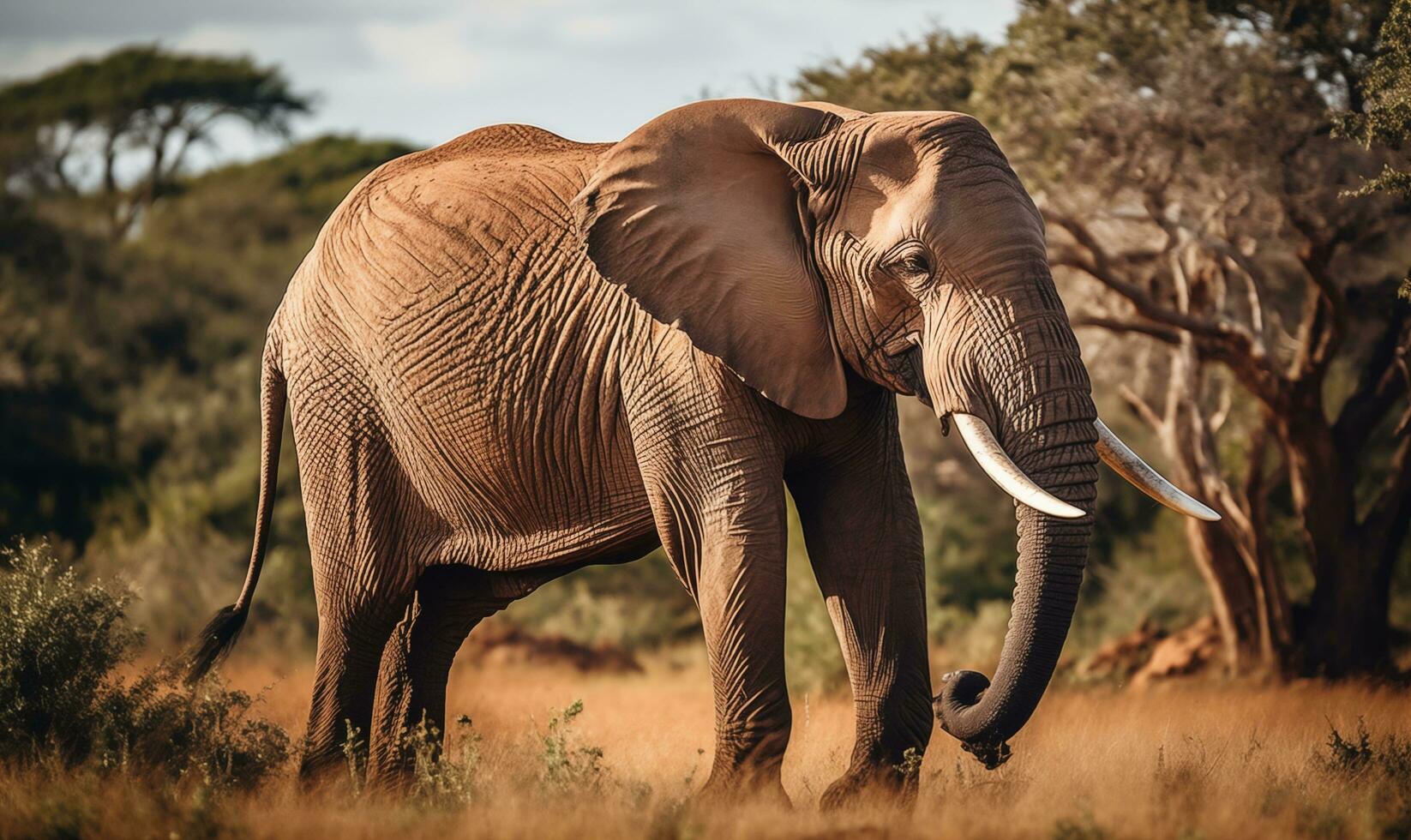 ai gegenereerd olifant in de savanne van amboseli nationaal park in Kenia foto