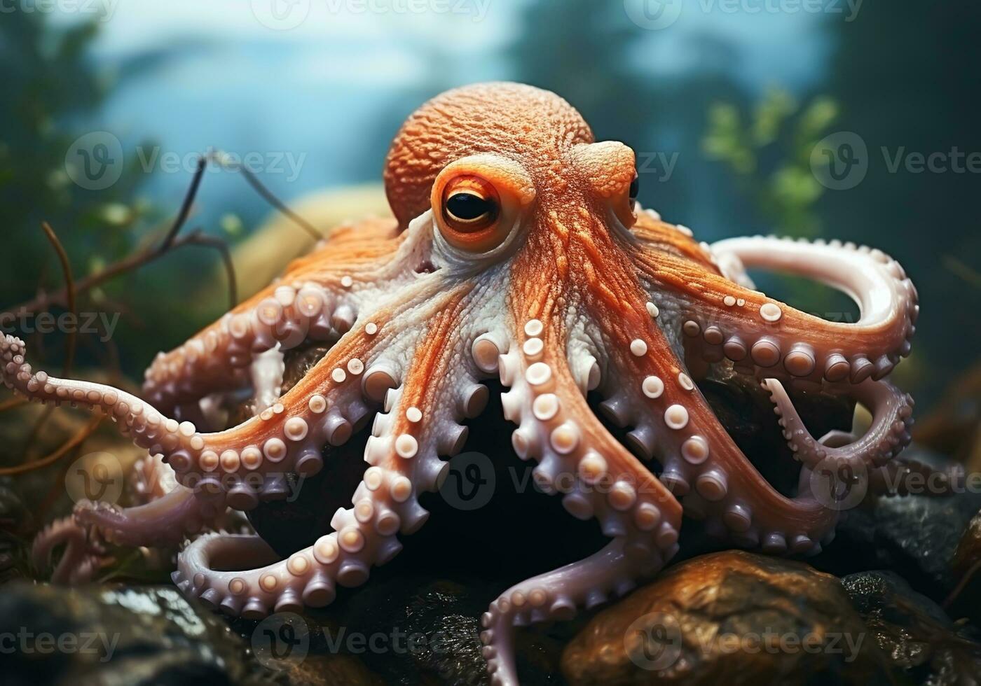 ai gegenereerd kleurrijk Octopus in de oceaan. onderwater- leven. foto