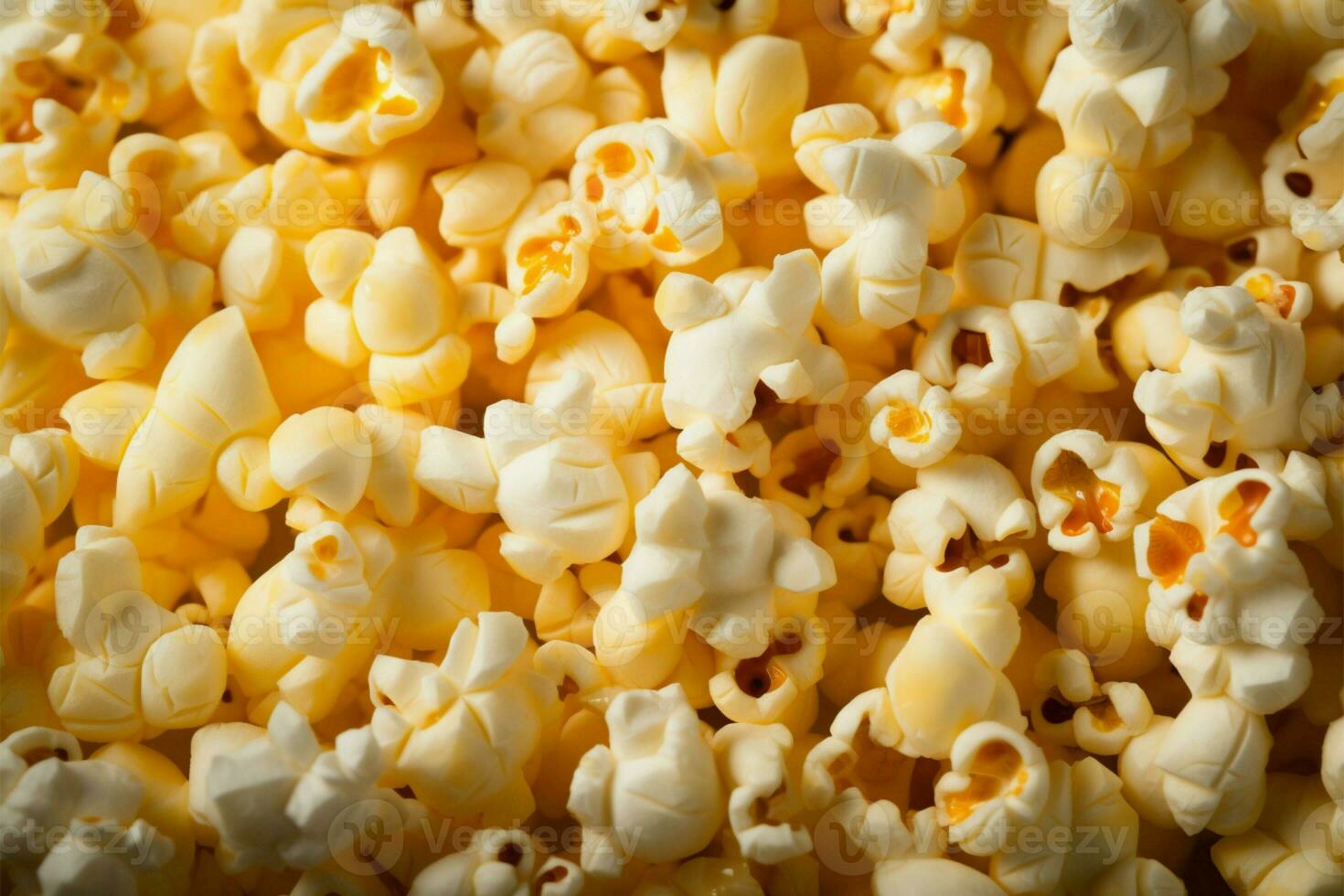 ai gegenereerd speels popcorn Scherm een achtergrond vitrines de knapperig genot van knalde pitten foto