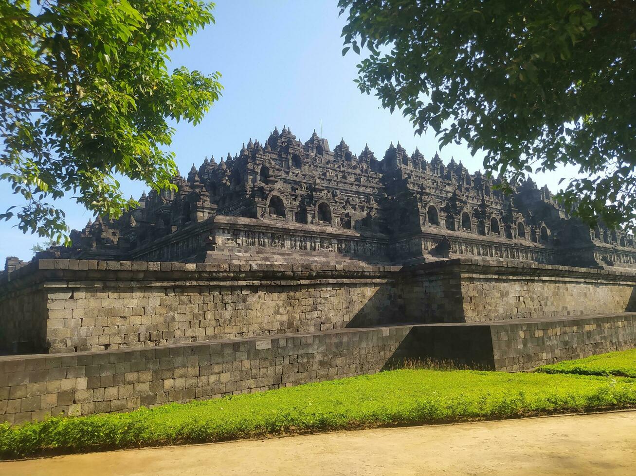 visie van borobudur tempel, een van de vraagt zich af van de wereld in Indonesië foto