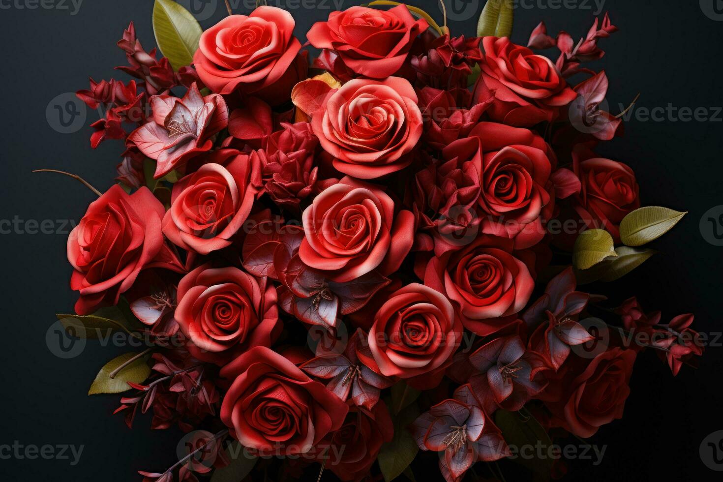 ai gegenereerd rood rozen bewerkte in Cupido pijl vorming, valentijn, dating en liefde voorstel beeld foto