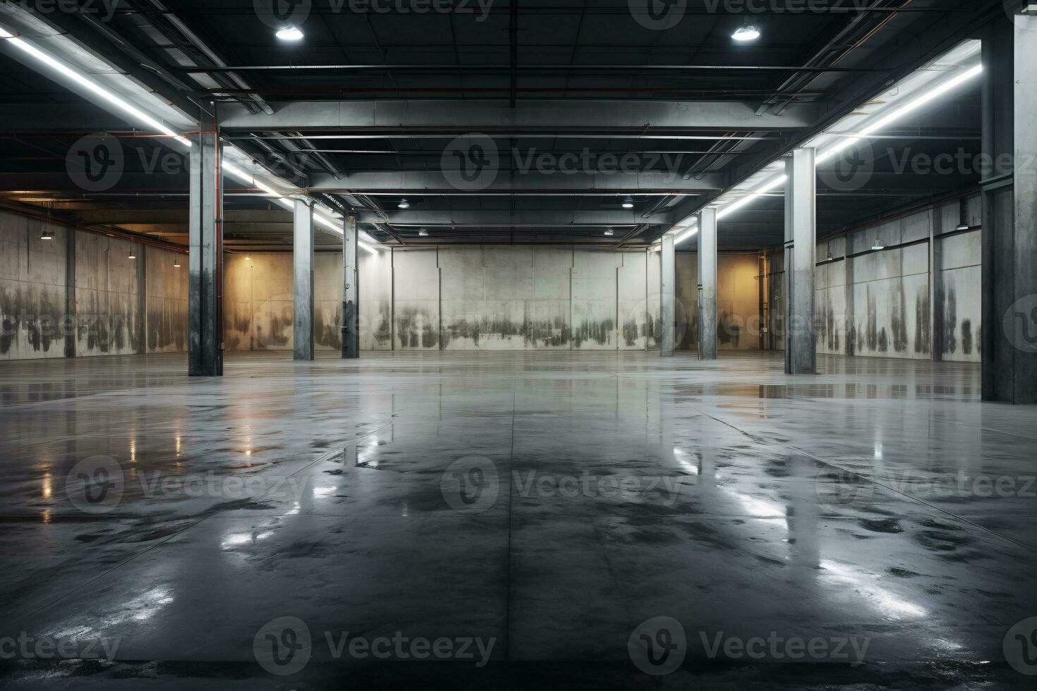 ai gegenereerd beton verdieping binnen industrieel gebouw. modern, minimalistisch, en stedelijk. generatief ai foto