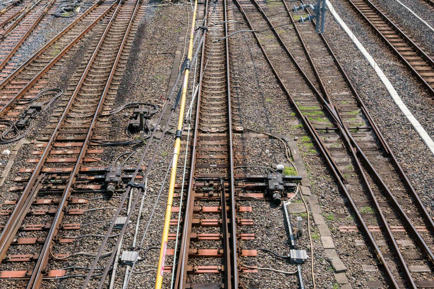 afbeelding van multi rails aan de overkant naar trein in beweging foto