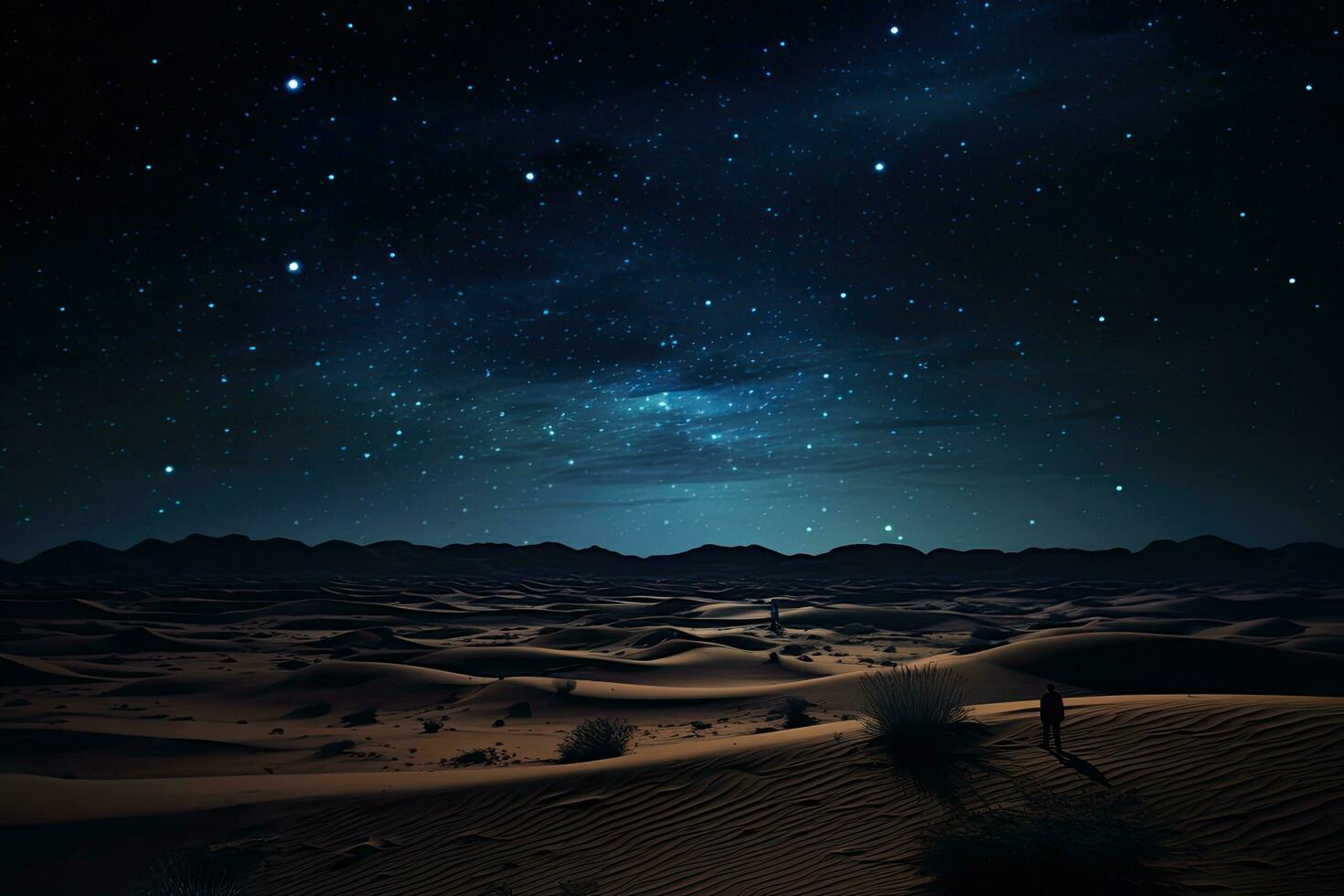 ai gegenereerd camping in de Sahara woestijn Bij nacht, Marokko, Afrika, ai gegenereerd foto