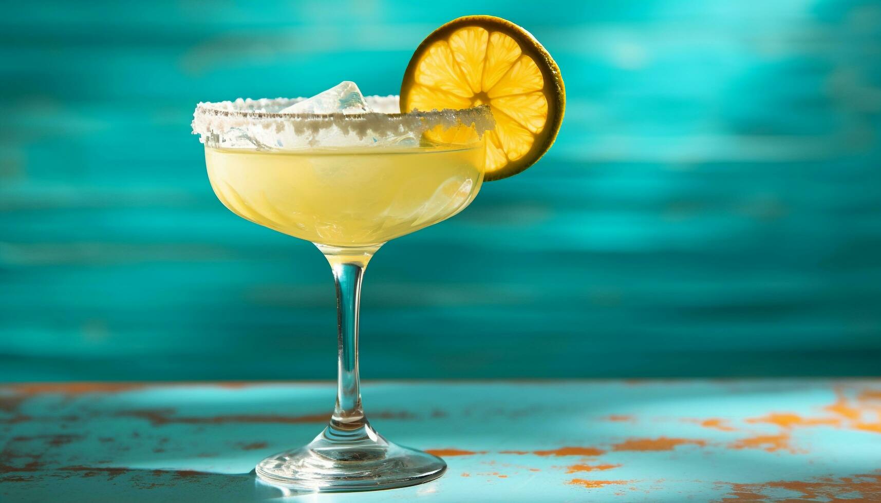 ai gegenereerd verfrissend cocktail in een glas, gegarneerd met citrus gegenereerd door ai foto