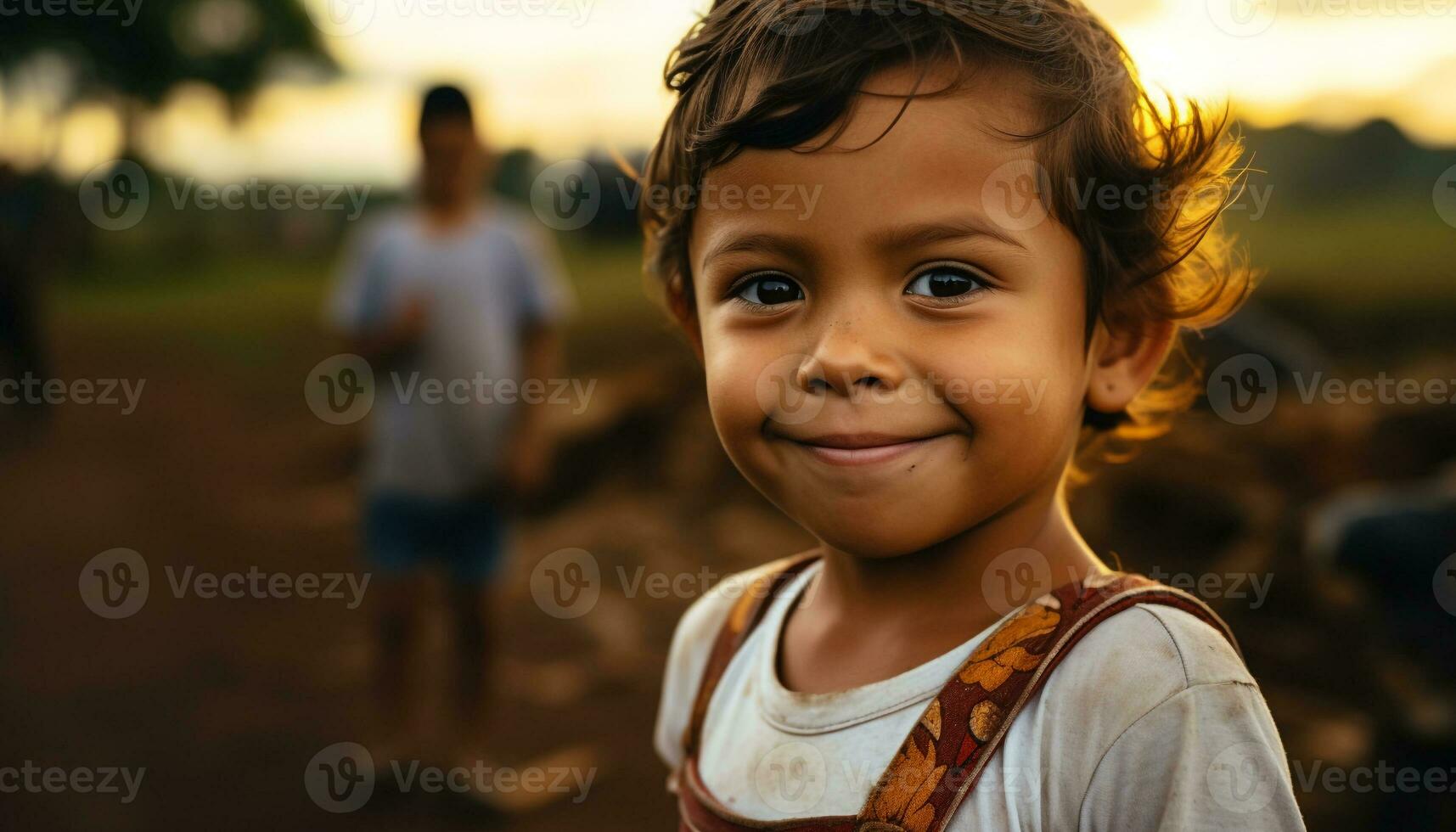 ai gegenereerd glimlachen kind genieten van zomer, geluk in natuur gegenereerd door ai foto