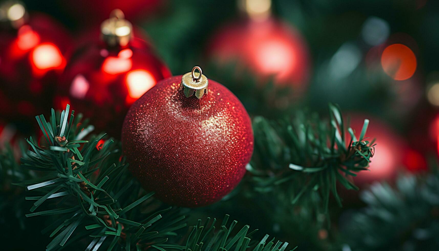 ai gegenereerd glimmend Kerstmis ornament Aan versierd Spar boom Afdeling gegenereerd door ai foto