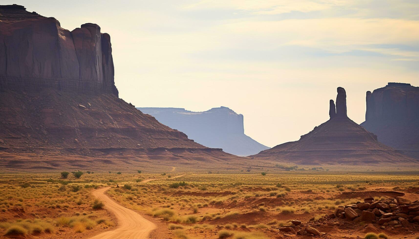 ai gegenereerd monument vallei, majestueus zandsteen landschap, schoonheid in natuur gegenereerd door ai foto