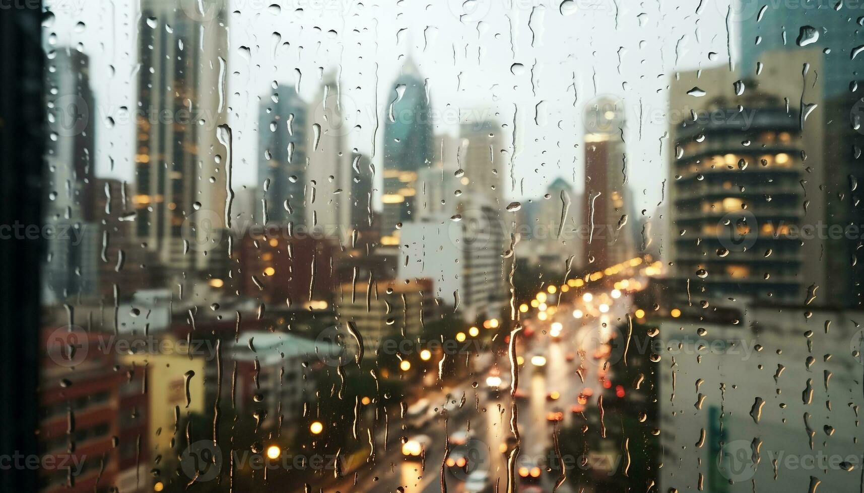 ai gegenereerd 's nachts stadsgezicht, wolkenkrabbers, verkeer, en verlichte gebouwen gegenereerd door ai foto