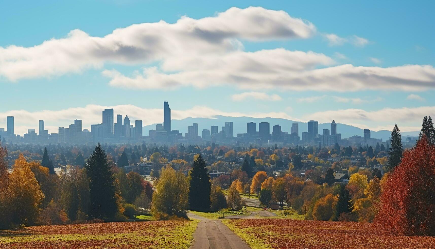 ai gegenereerd geel bladeren Hoes de landschap, herfst schoonheid gegenereerd door ai foto