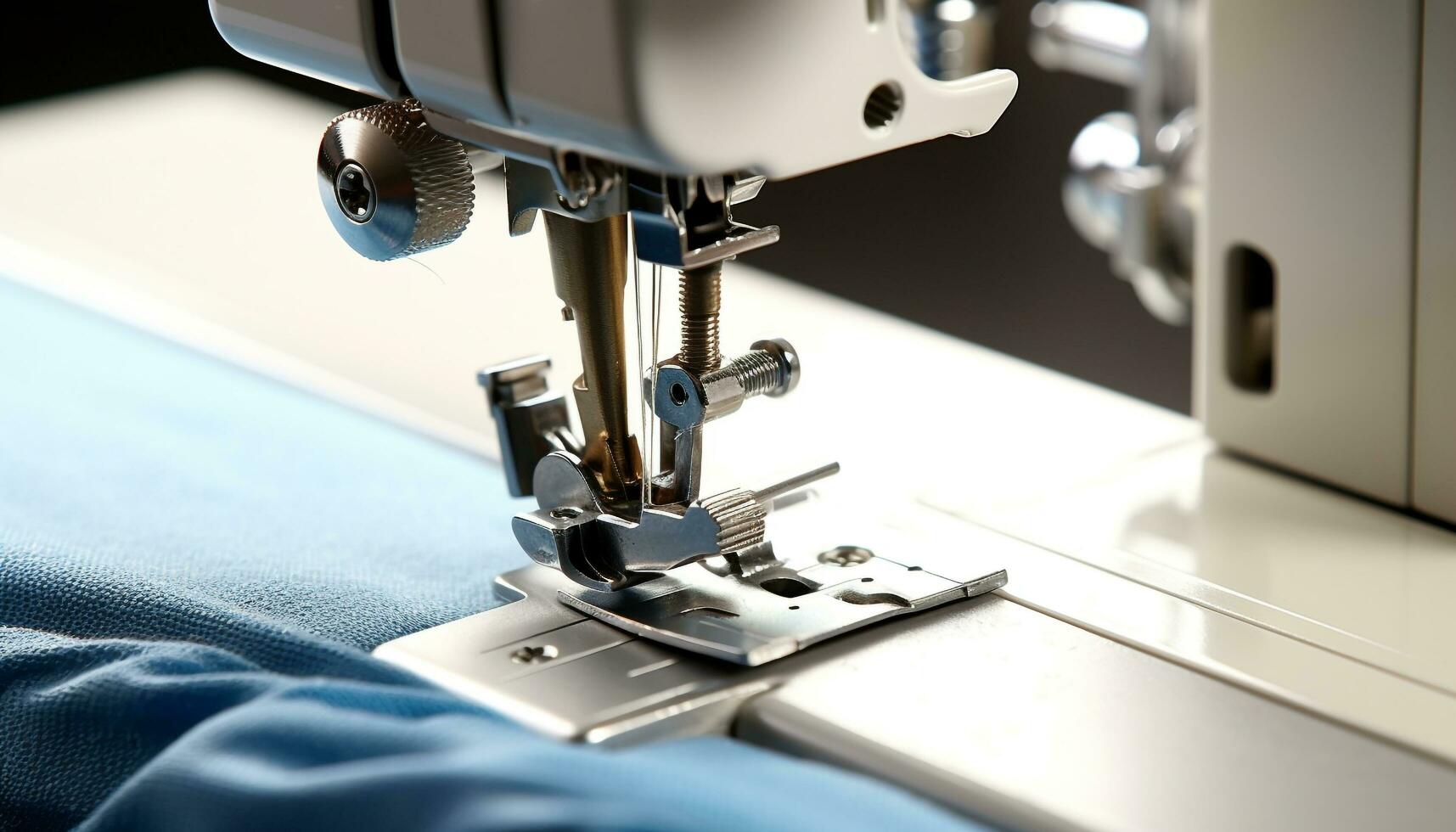 ai gegenereerd naaien machinerie in textiel industrie creëert precisie kledingstukken gegenereerd door ai foto