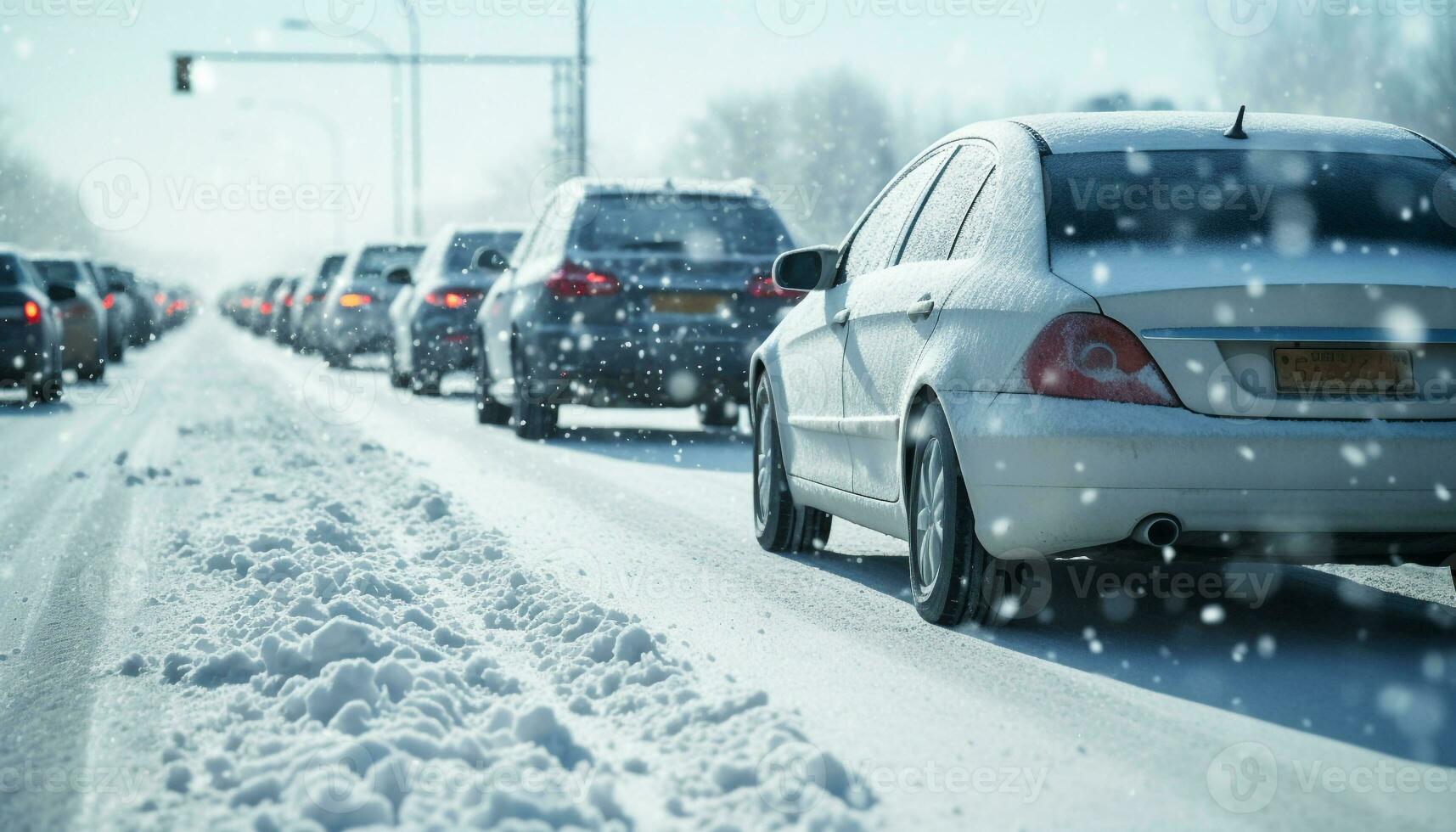 ai gegenereerd het rijden in winter, glad weg, wazig beweging gegenereerd door ai foto