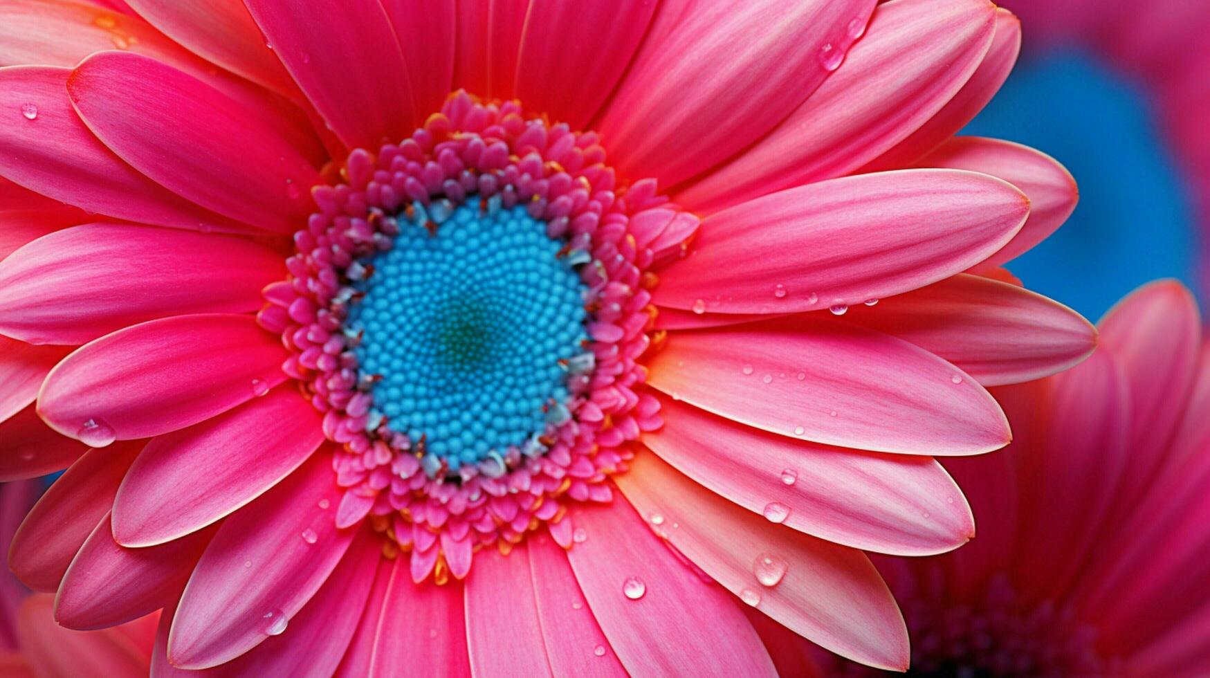 ai gegenereerd levendig gerbera madeliefje in weide dichtbij omhoog van delicaat foto