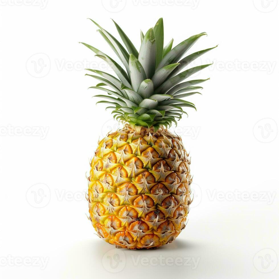 ai gegenereerd ananas Aan wit achtergrond. vers, gezond, gezond leven, fruit foto