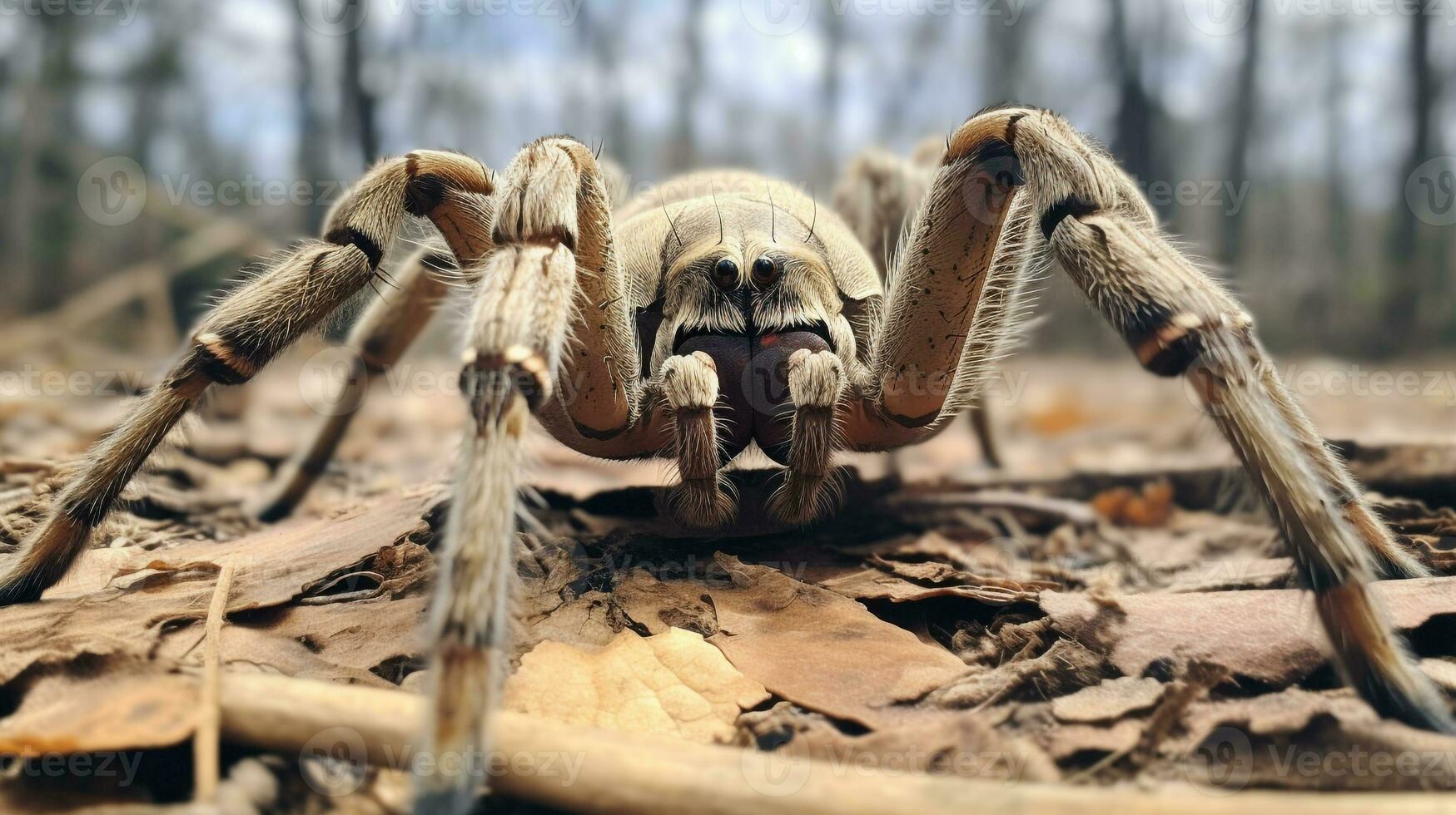 ai gegenereerd foto van Goliath vogels eten spin Aan een grond. generatief ai