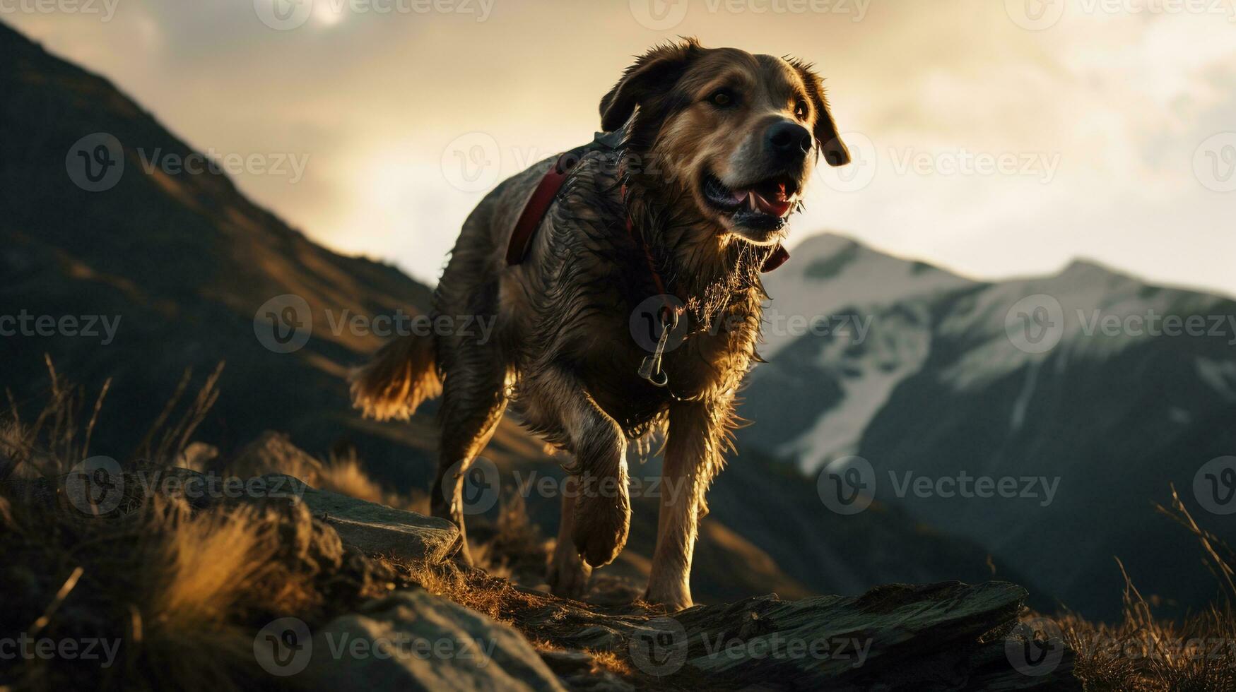 ai gegenereerd foto van een vastbesloten zoeken en redden hond. generatief ai