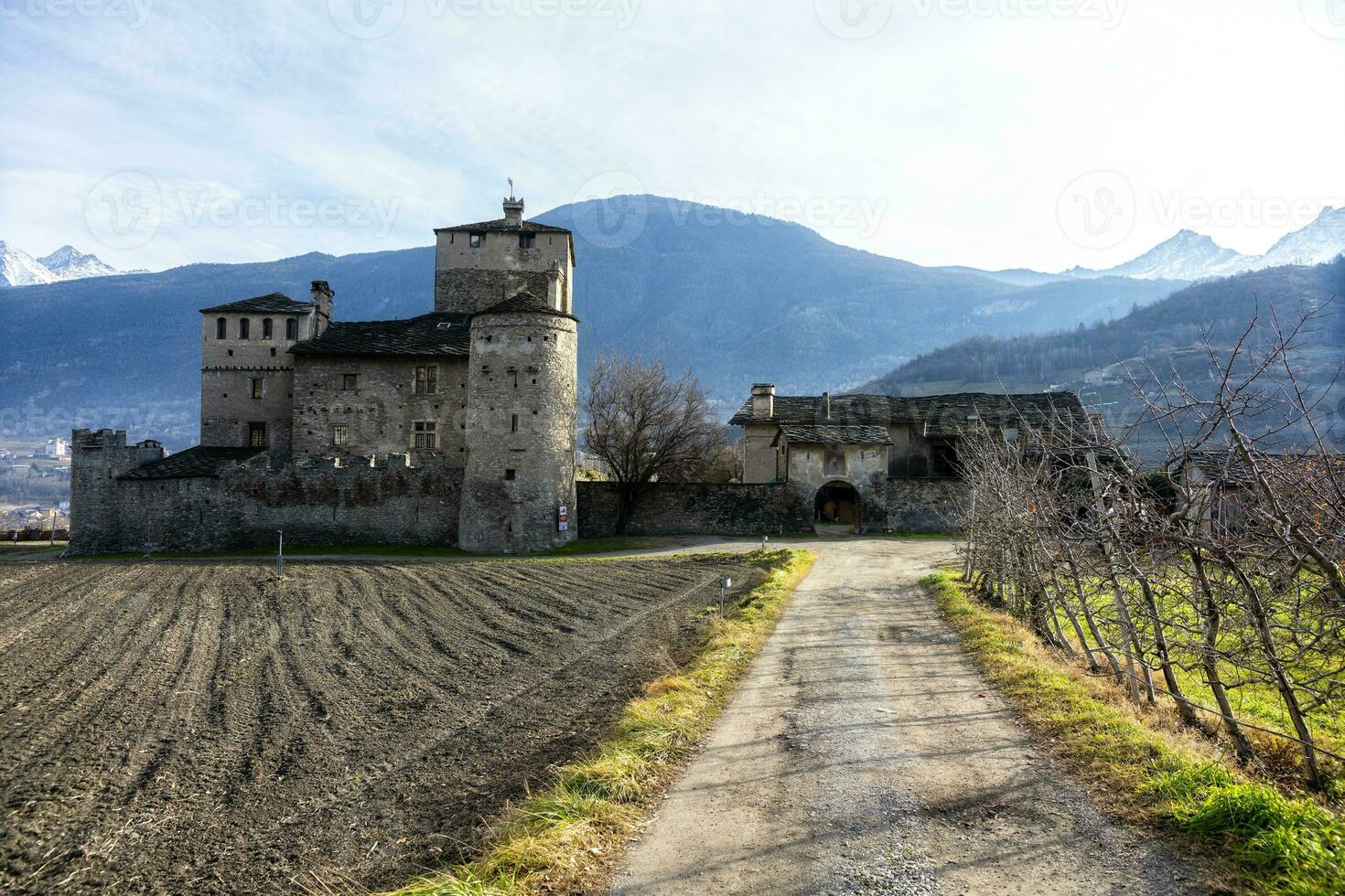 kasteel van sarriod de la tour aosta vallei voorkant visie foto