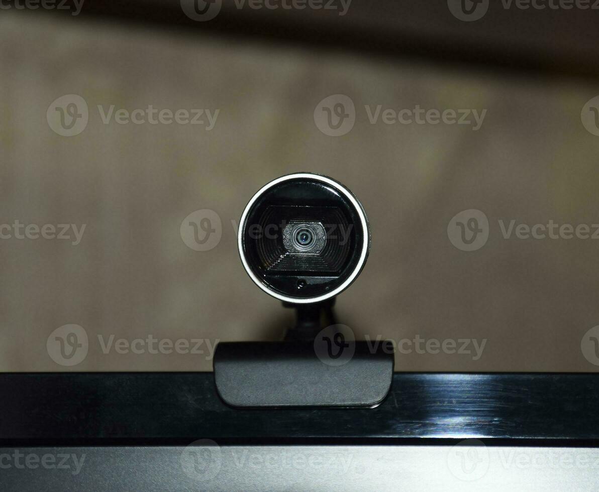 web camera, gehecht naar de toezicht houden op foto