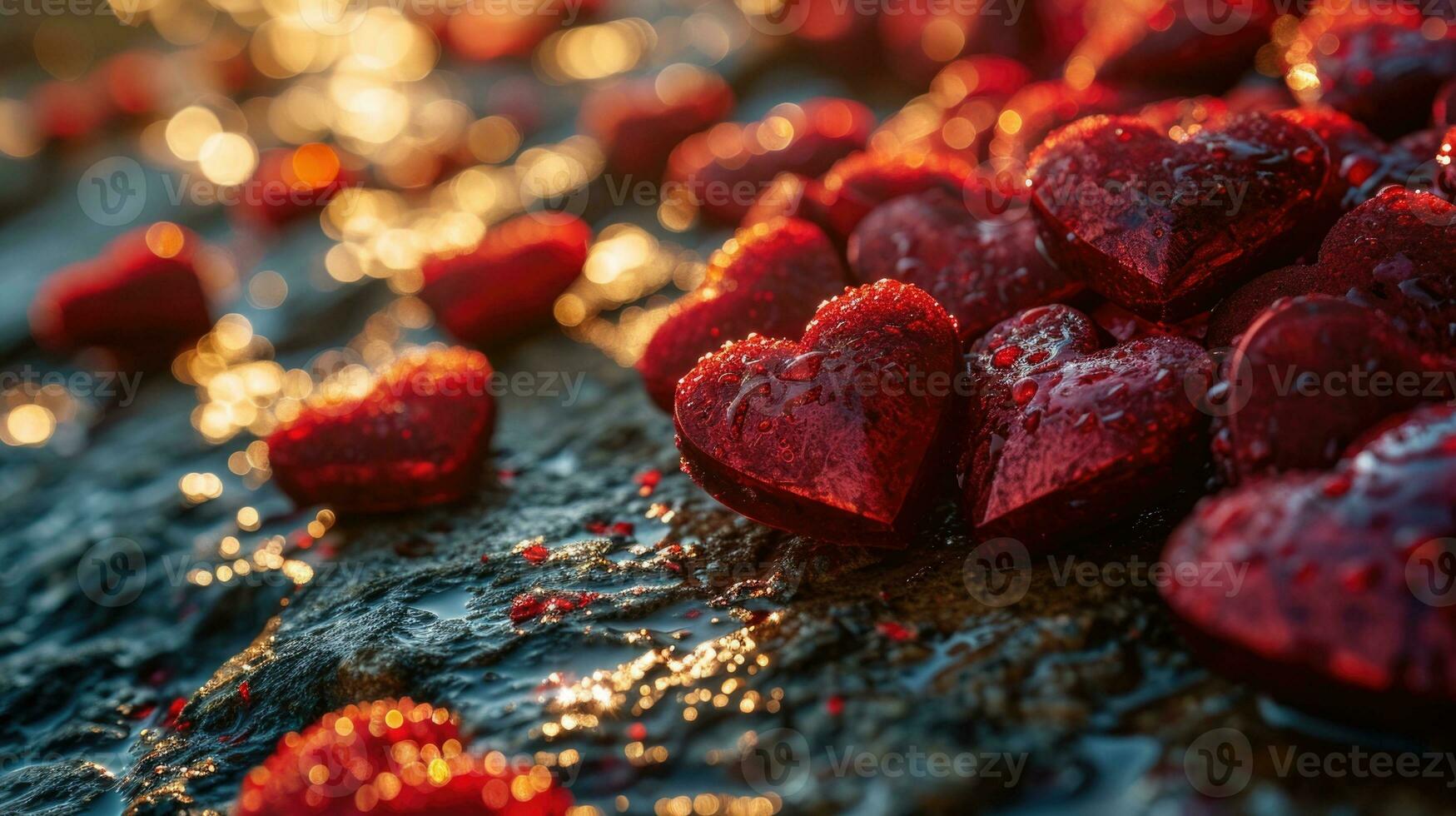 ai gegenereerd rood harten symboliseert liefde en Valentijnsdag dag foto