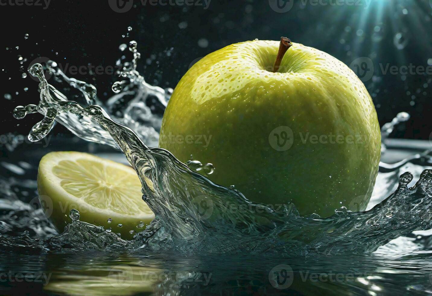 ai gegenereerd appel spatten in water foto