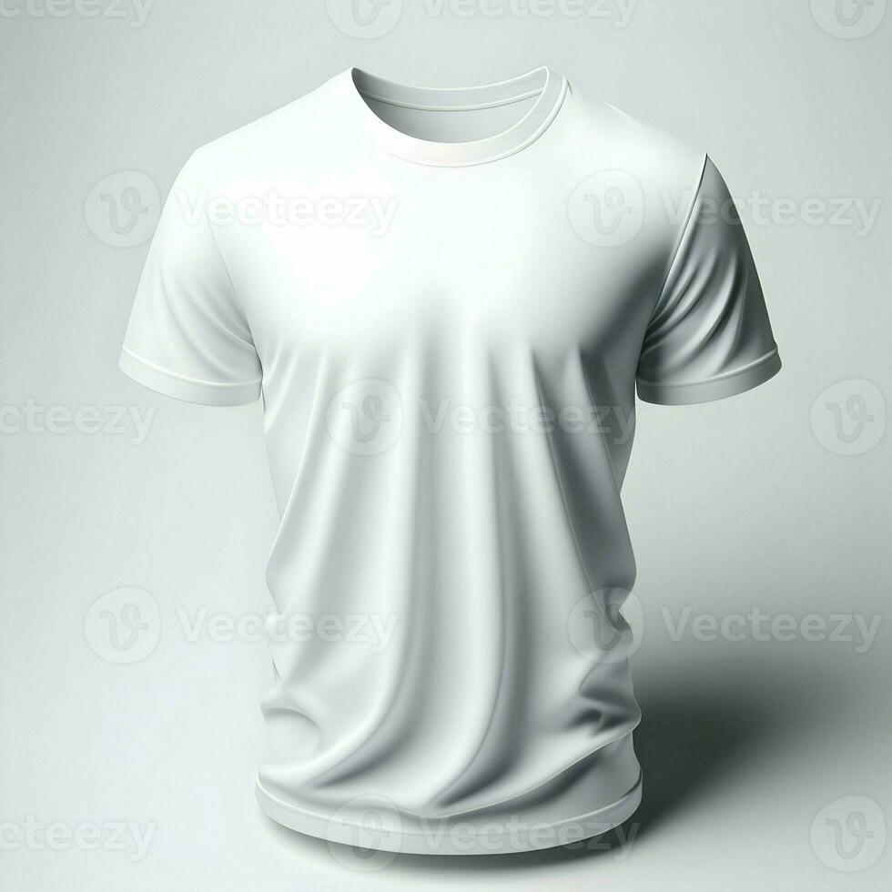 ai gegenereerd wit t-shirt mockup geïsoleerd Aan wit achtergrond foto