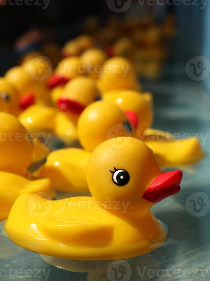 rubberen eendjes drijvend in een carnavalsspel foto