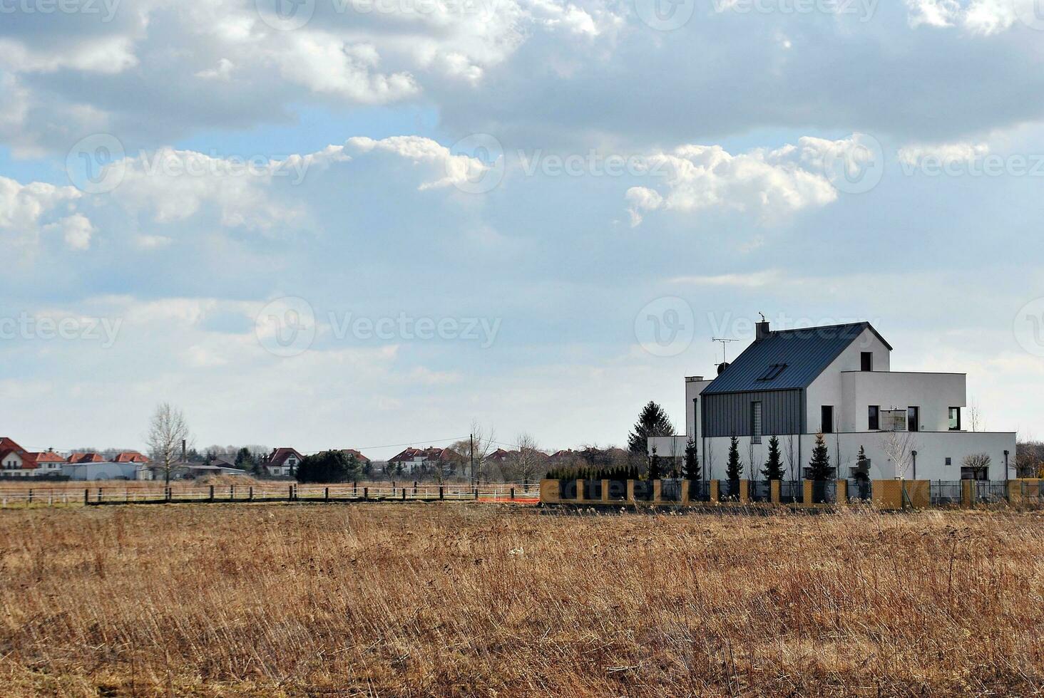 perfect gemanicuurd buitenwijk huis Aan een mooi zonnig dag foto