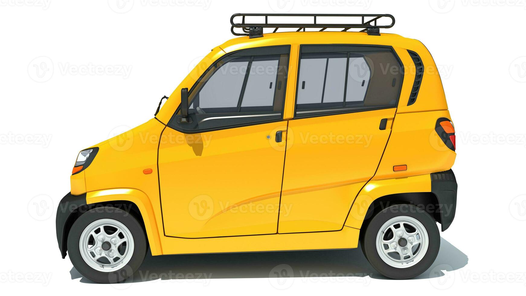 auto mini taxi 3d renderen Aan wit achtergrond foto